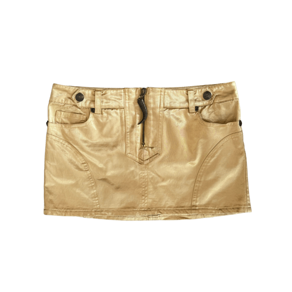 Image of JUST CAVALLI BY ROBERTO CAVALLI METALLIC GOLD HORN SKIRT
