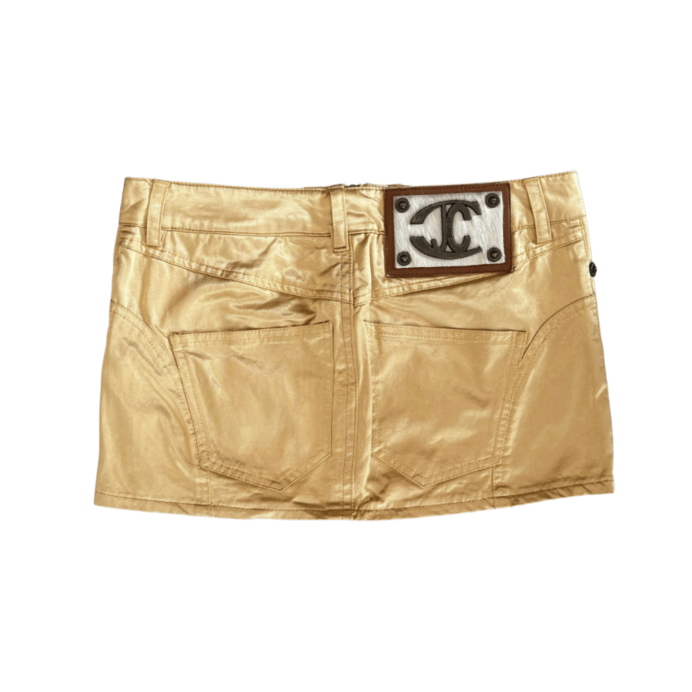 Image of JUST CAVALLI BY ROBERTO CAVALLI METALLIC GOLD HORN SKIRT