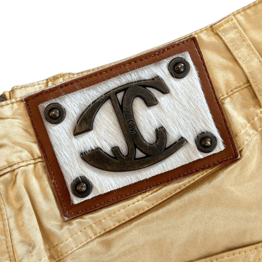 Image of JUST CAVALLI BY ROBERTO CAVALLI METALLIC GOLD HORN SKIRT