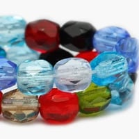 4mm Fire Polished CrystalsTransparent/Opaque Mix of Czech Glass Beads Approx. 50 beads #182