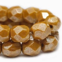4mm Fire Polished Crystals Yellow Gold/ Luster Finish Czech Glass Beads Approx. 50 beads #21