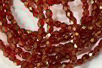 4mm Fire Polished Crystals Ruby Red/Gold Finish Czech Glass Beads Approx. 50 beads #123