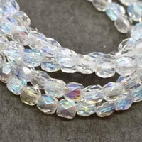 4mm Fire Polished Crystals Transparent Crystal AB Czech Glass Beads Approx. 50 beads #046