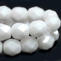 4mm Fire Polished Crystals Opaque White Czech Glass Beads 4mm Approx. 50 beads #