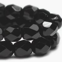 4mm Fire Polished Crystals Black Opaque Czech Glass Beads Approx. 50 beads #045