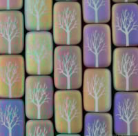 Image 3 of Laser Etched Tree Design Beads Rectangle Turquoise Opaque Matte with Rainbow Finish 19mm x12mm 6 bea