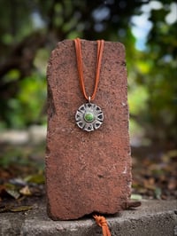 Image 3 of WL&A Handmade Walking Liberty Silver Coin (dates 30s-40s) Old Style Emerald Desert Medicine Pendant