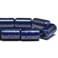 Tube Beads 9x5mm Sapphire with Grey Picasso Finish Czech Pressed Glass Beads 16 beads