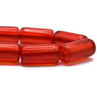 Tube Beads 14x7mm Large Hole Red with a Copper Lining Czech Pressed Glass Beads 10 beads