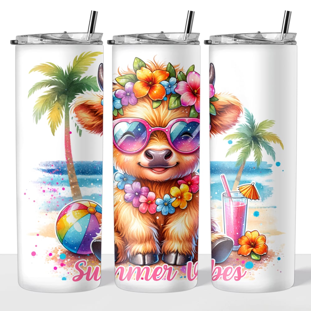 Image of Highland Cow Summer Vibes 20oz Tumbler🐮☀️