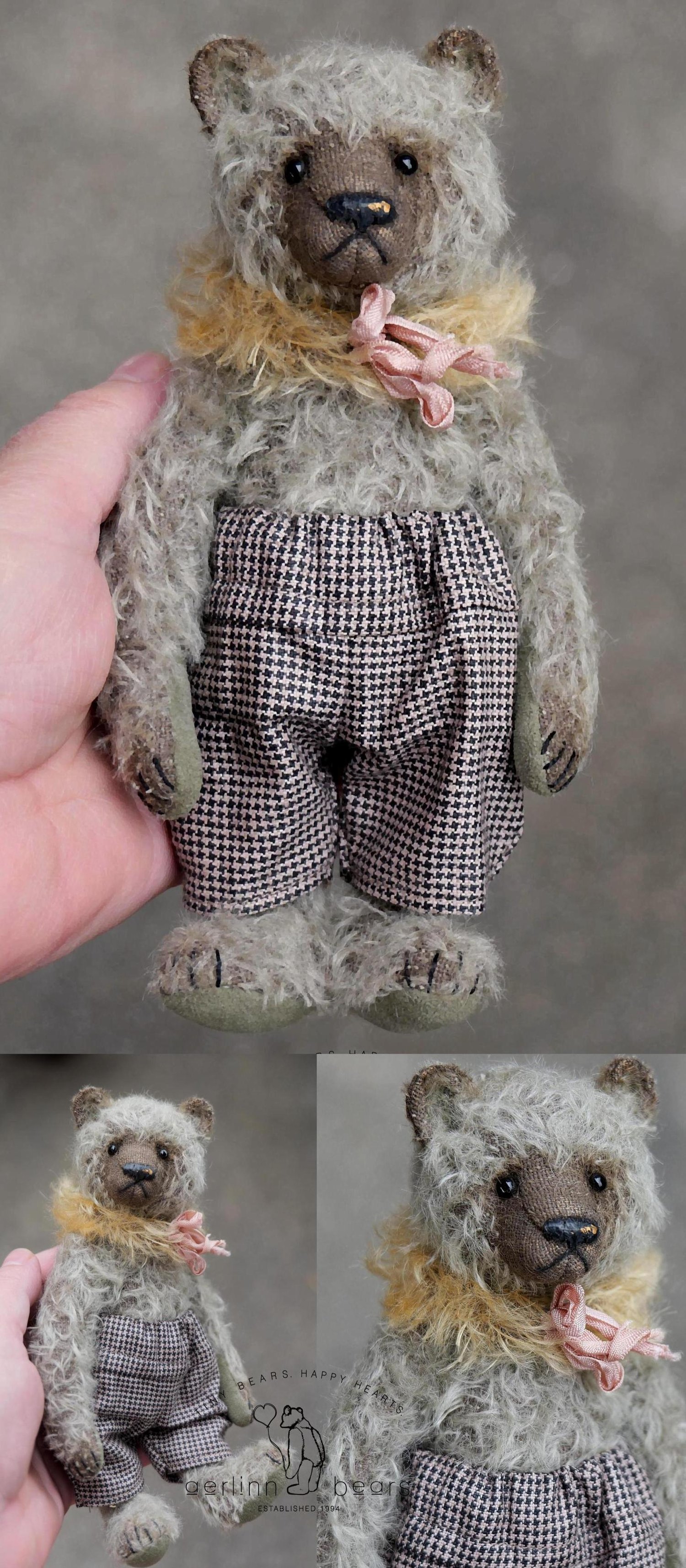 Image of Gorgeous in Grey, Mohair Artist Teddy Bear One Of A Kind Art Doll from Aerlinn Bears