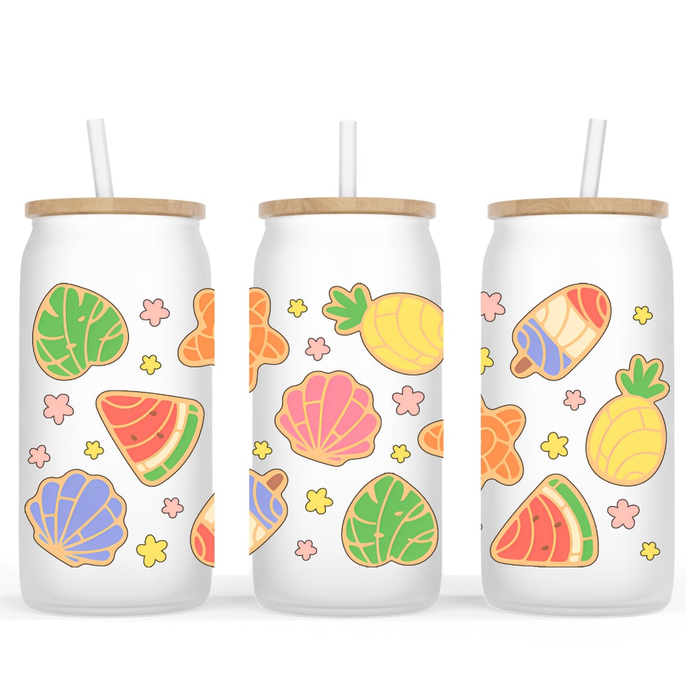 Image of Summer Conchas Frosted Glass Cup☀️💕