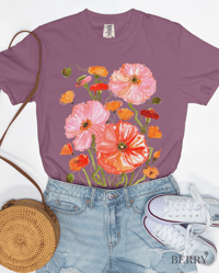 Image 9 of Bold & Bright Poppies -Floral T-Shirt -15% Off with code "newart15"