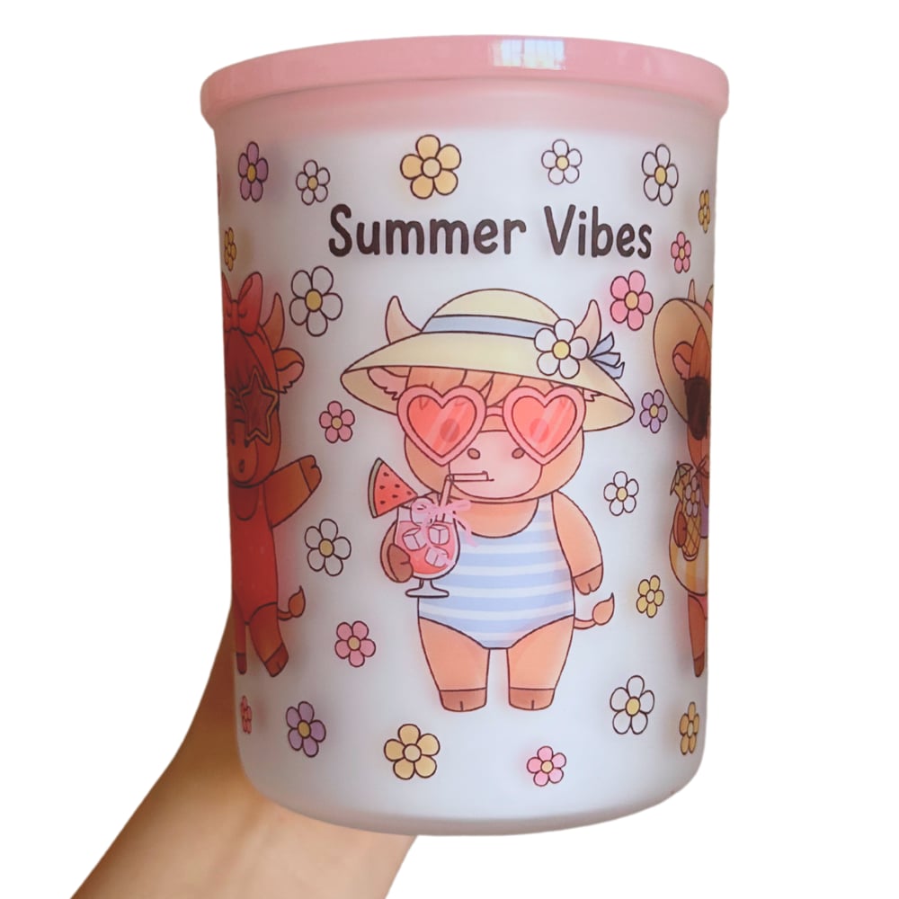 Image of Highland Cow Floral Summer Mug🐮☀️ (Stainless Steel or Glass Options Available)