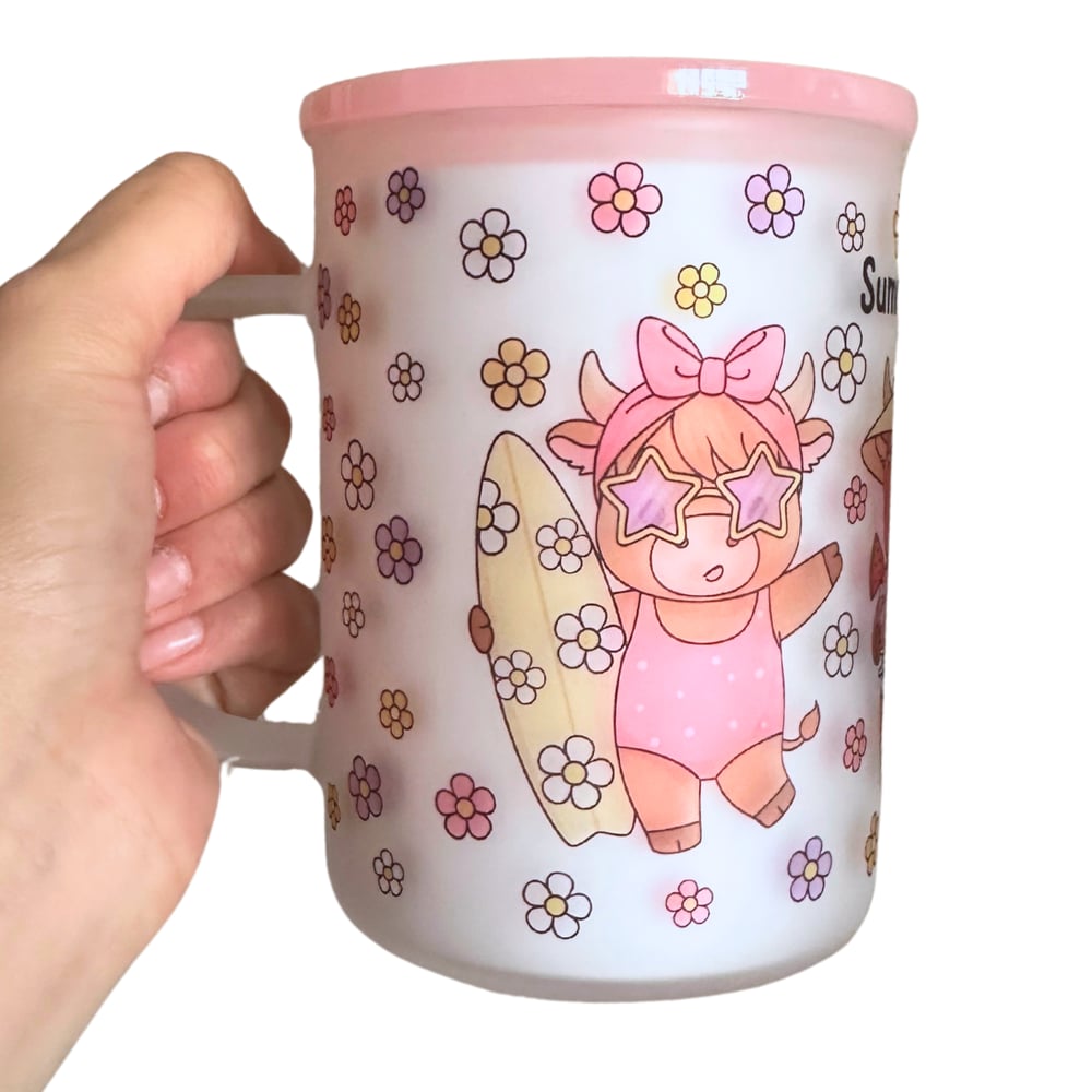 Image of Highland Cow Floral Summer Mug🐮☀️ (Stainless Steel or Glass Options Available)