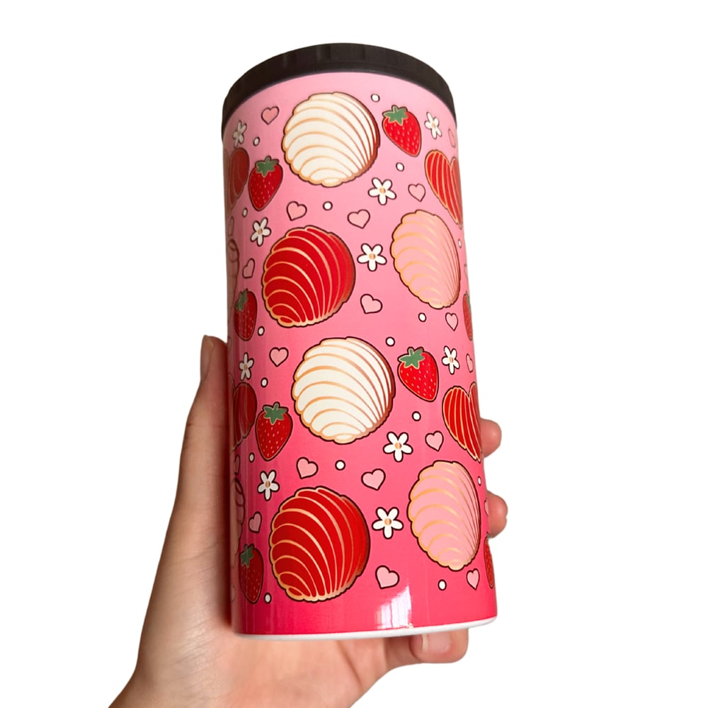 Image of Strawberry Concha 4in1 Can Cooler/Tumbler🍓☀️