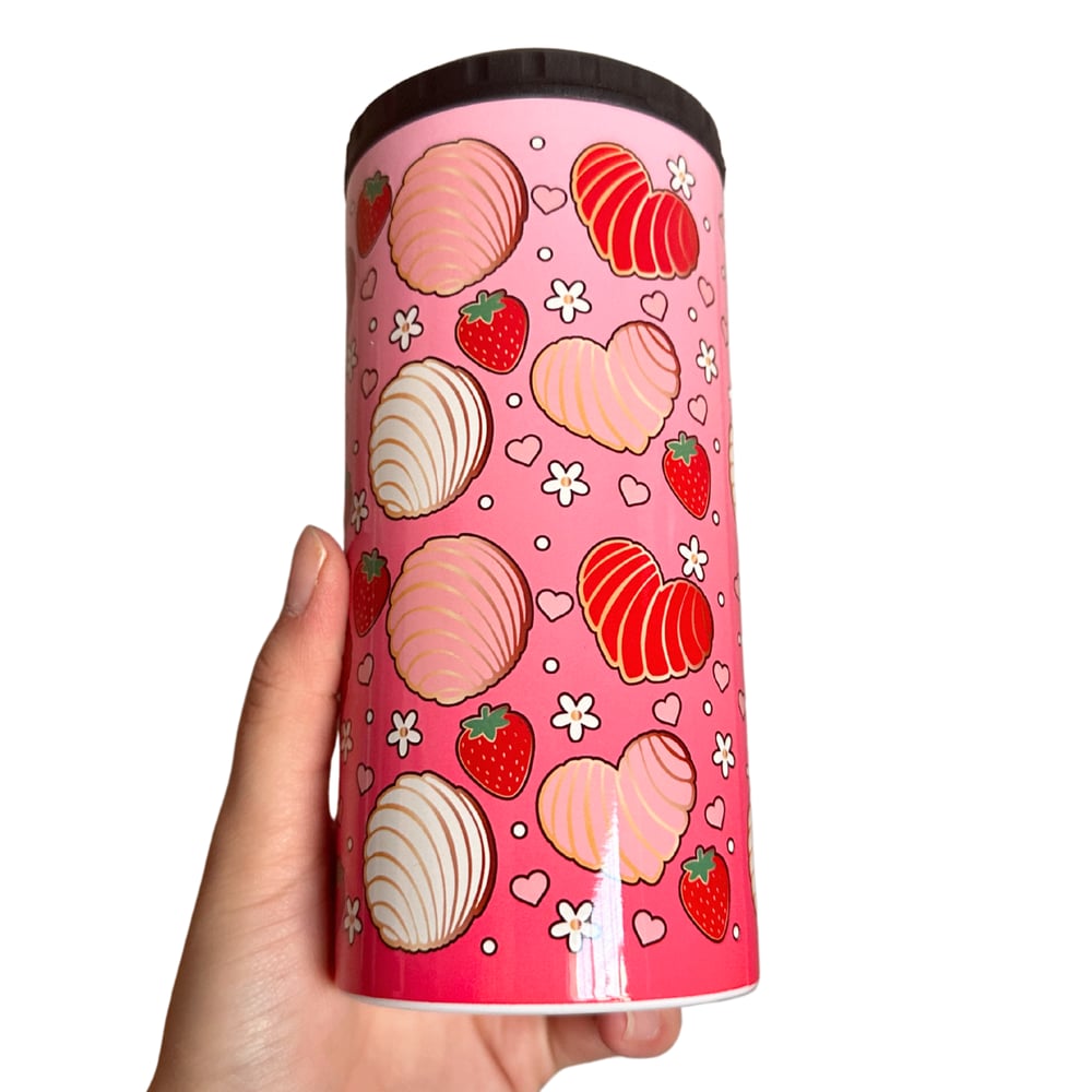 Image of Strawberry Concha 4in1 Can Cooler/Tumbler🍓☀️