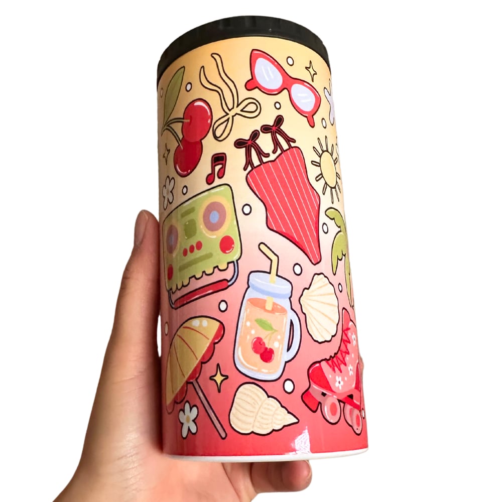 Image of Retro Summer 4in1 Can Cooler/Tumbler☀️❤️