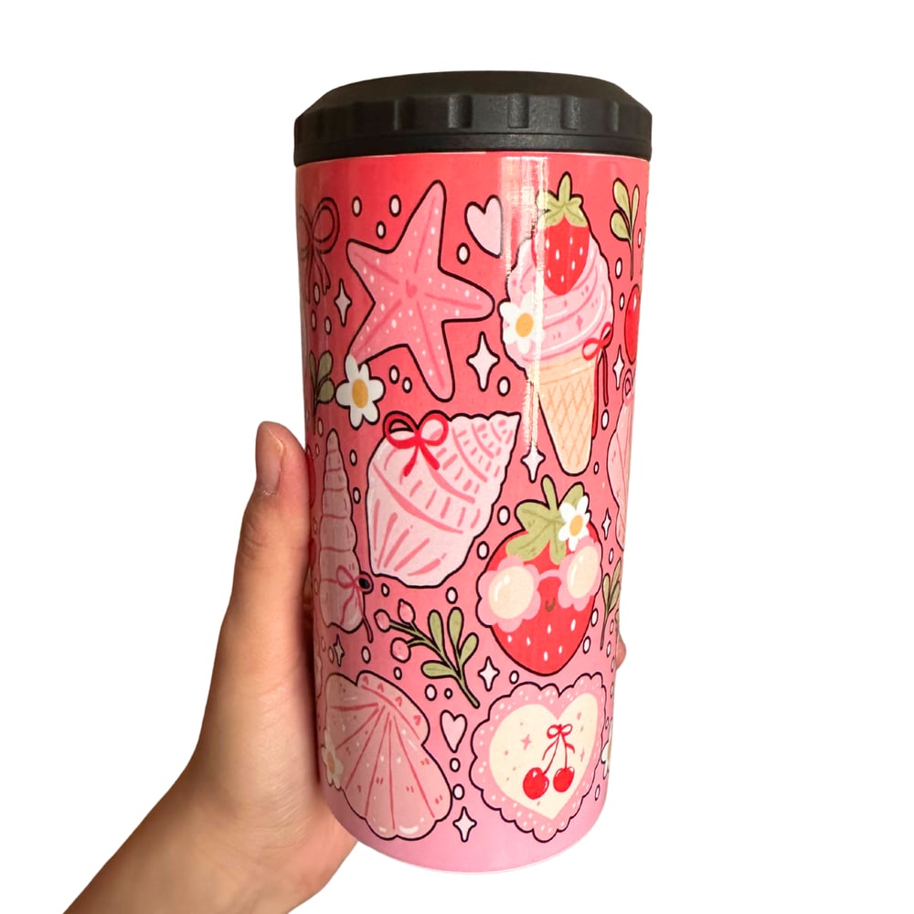 Image of Pink Sea Shells 4in1 Can Cooler/Tumbler🐚💖