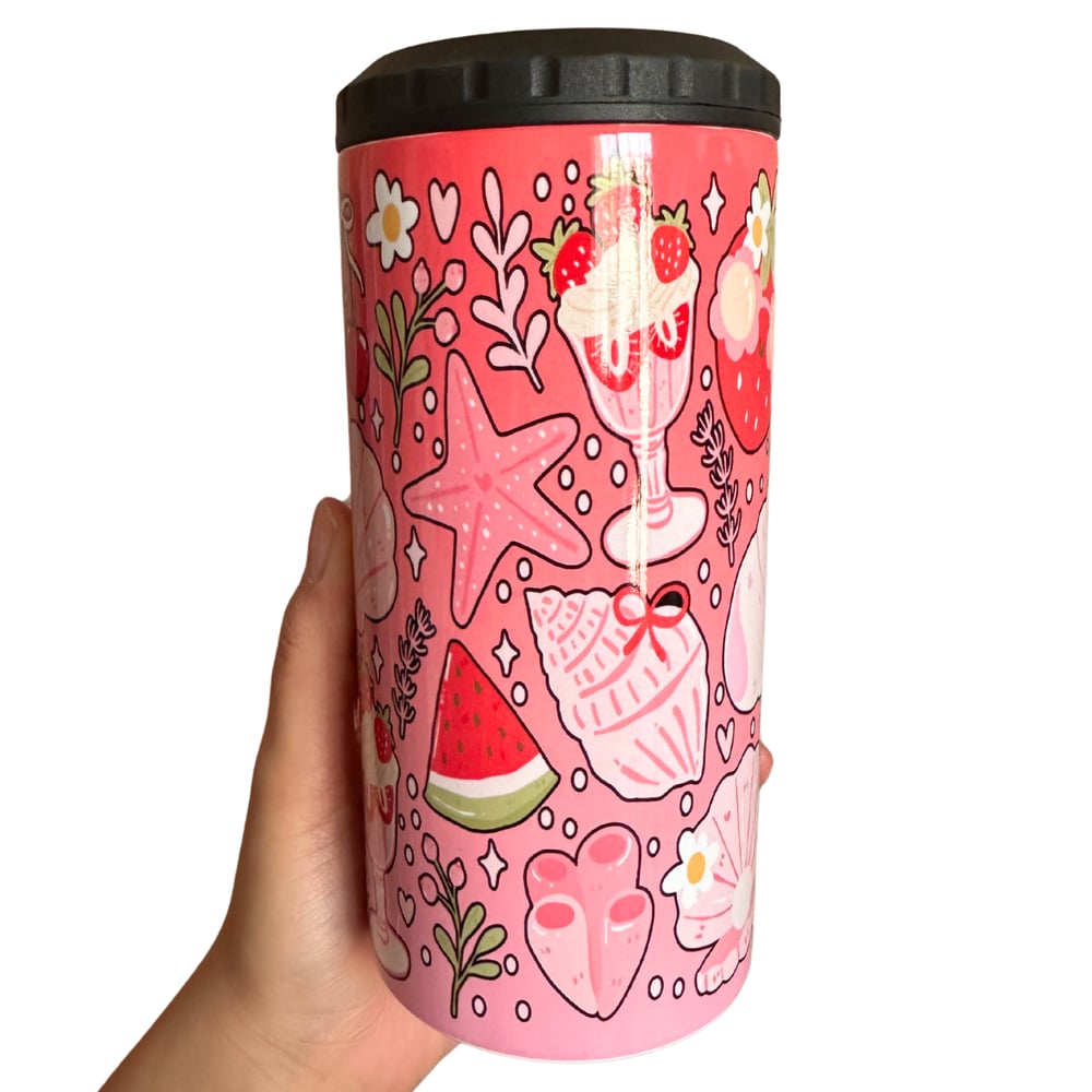 Image of Pink Sea Shells 4in1 Can Cooler/Tumbler🐚💖