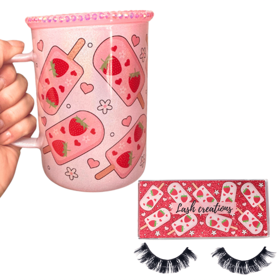 Image of Fresita 17oz Glass Mug & Lashes🍓 (Bundle or Individual Options Available)