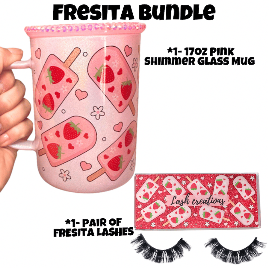 Image of Fresita 17oz Glass Mug & Lashes🍓 (Bundle or Individual Options Available)