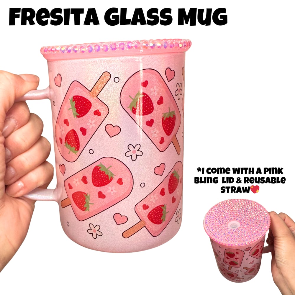 Image of Fresita 17oz Glass Mug & Lashes🍓 (Bundle or Individual Options Available)