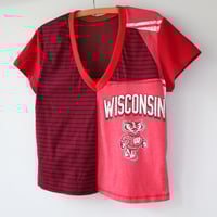 Image 4 of wisconsin badgers red wi courtneycourtney adult size m medium vneck short sleeve tee tshirt top