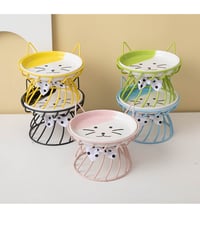 Image 2 of Raised Ceramic Feeding Bowl with Metal Stand