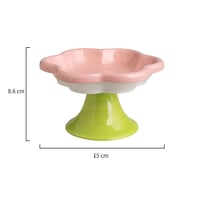 Image 2 of Raised Ceramic Flower Cat Feeding Bowl