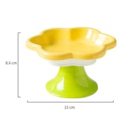 Image 3 of Raised Ceramic Flower Cat Feeding Bowl