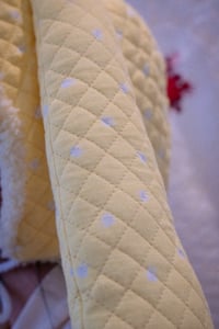 Image 2 of La Modiste: Quilted Yellow Rabbit Print Rabbit Hat