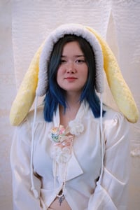 Image 1 of La Modiste: Quilted Yellow Rabbit Print Rabbit Hat