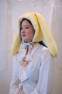 Image 4 of La Modiste: Quilted Yellow Rabbit Print Rabbit Hat