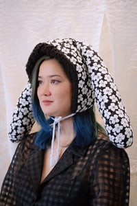 Image 1 of La Modiste: Quilted White Floral Rabbit Hat