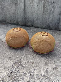 Image 1 of Mid Century Modern Rattan Hanging Lamp Shades - Set of 2
