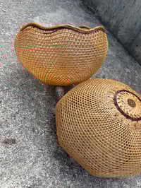 Image 2 of Mid Century Modern Rattan Hanging Lamp Shades - Set of 2
