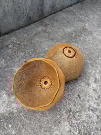 Image 3 of Mid Century Modern Rattan Hanging Lamp Shades - Set of 2