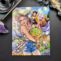 Image 2 of Summerween Witches Watercolor Print