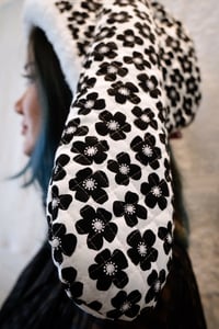 Image 2 of La Modiste: Quilted Black Floral Rabbit Hat