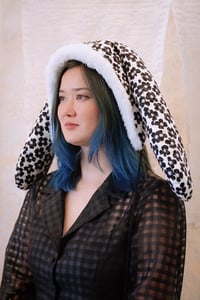 Image 1 of La Modiste: Quilted Black Floral Rabbit Hat