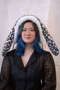 Image 3 of La Modiste: Quilted Black Floral Rabbit Hat