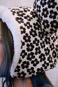 Image 2 of La Modiste: Quilted Black Floral Bear Hat