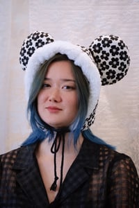 Image 1 of La Modiste: Quilted Black Floral Bear Hat