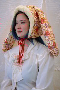 Image 1 of La Modiste: Quilted Orange Spring Rabbit Hat