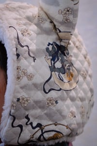 Image 2 of La Modiste: Quilted White Oni Blossom Wolf Hat