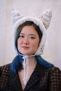 Image 1 of La Modiste: Quilted White Oni Blossom Wolf Hat