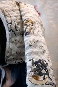 Image 2 of La Modiste: Quilted White Oni Blossom Rabbit Hat