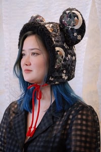 Image 1 of La Modiste: Quilted Black Oni Blossom Bear Hat