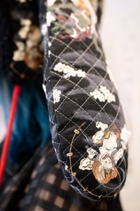 Image 2 of La Modiste: Quilted Black Oni Blossom Wolf Hat